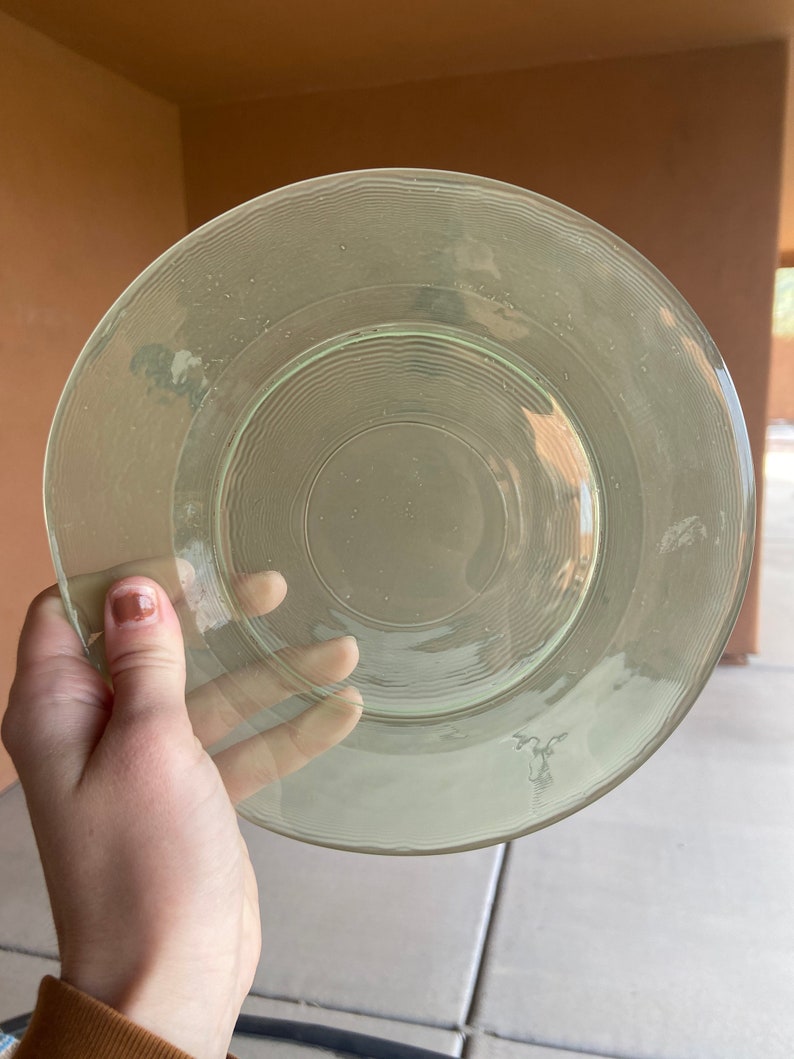 Vintage Light Green Glass Plates Set of 3 Salad Plates Etsy