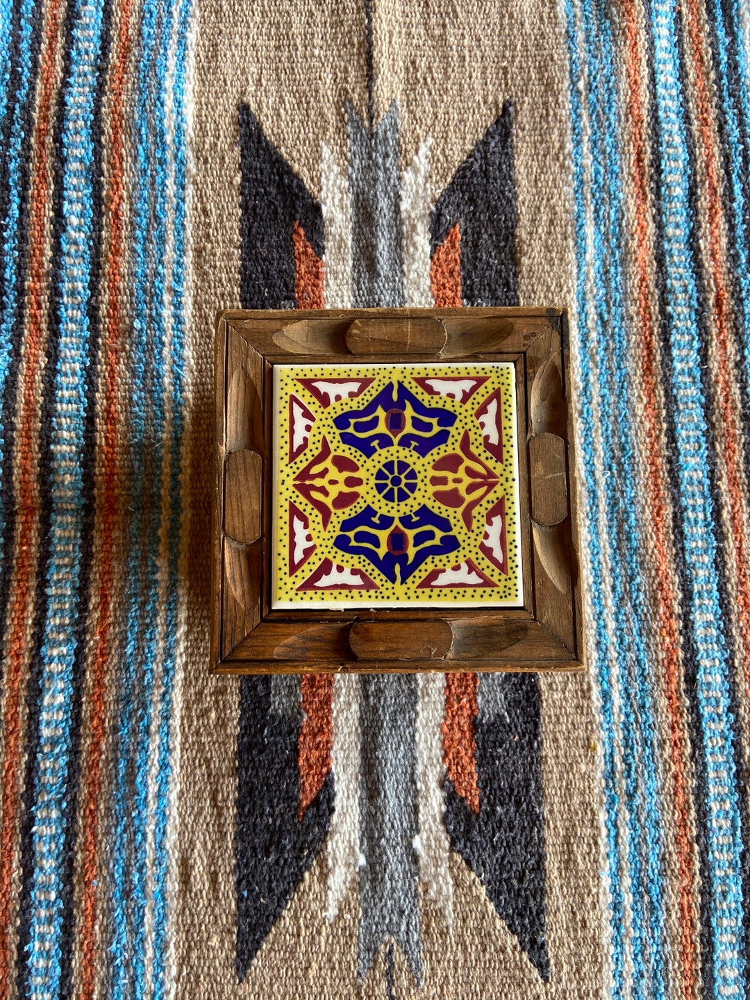 Spanish Tile Trivet Vintage Trinket Box Etsy