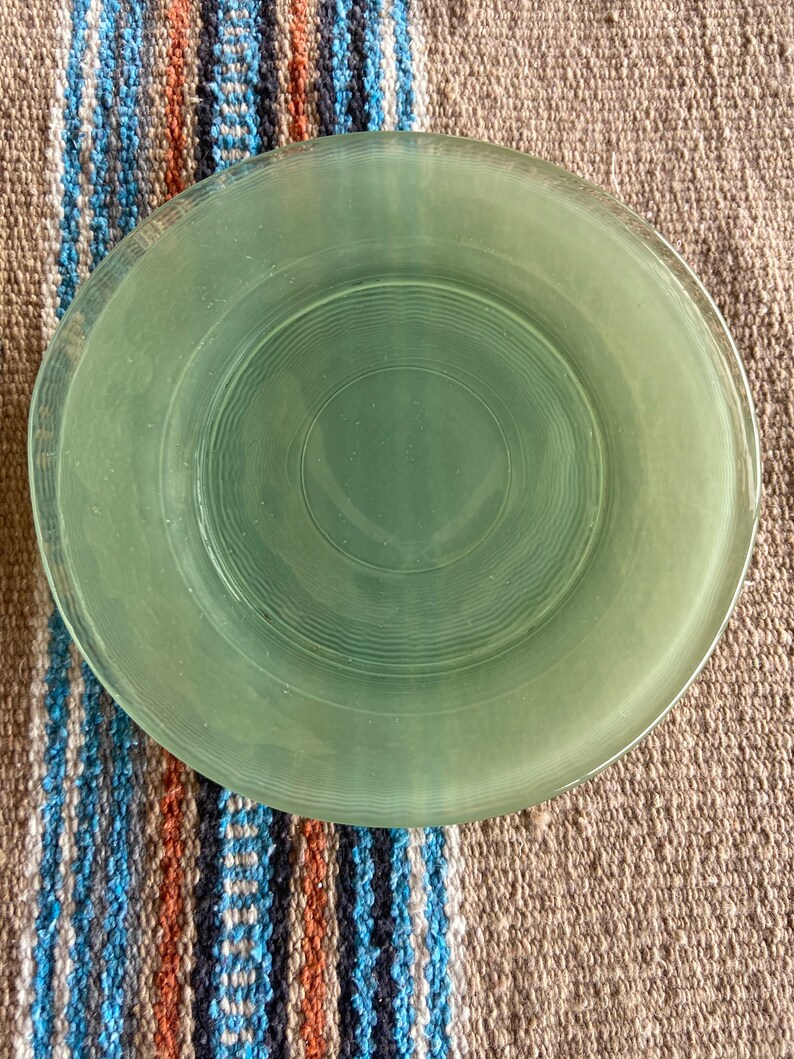 Vintage Light Green Glass Plates Set of 3 Salad Plates Etsy