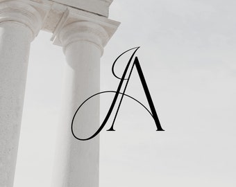 Premade JA Monogram Lettera Iniziali SVG Logo, Personal Branding, Matrimonio, Coppia, Modificabile, Marchio Influencer dei Social Media, Download istantaneo