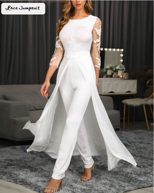 Off blanco novia mono / encaje mono de encaje tarde rompers Etsy
