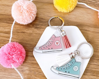 High Top Converse Sneaker Keychains | Pink High Top | Green High Top | Keychains with Tassels