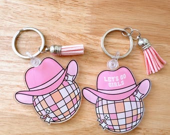 Disco Cowgirl Acrylic Keychain with Tassel