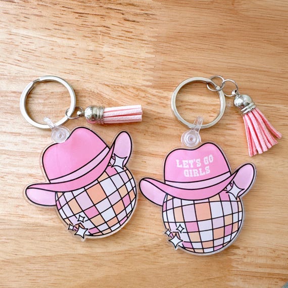 Disco Cowgirl Acrylic Keychain with Tassel