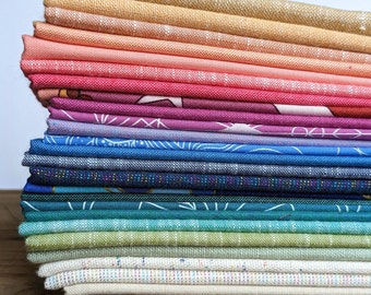 Fat quarter bundle, Andover, Shot Cotton, Cotton fabric bundle, Essex linen, Peppered Cotton, Embroidery fabric, Alison Glass