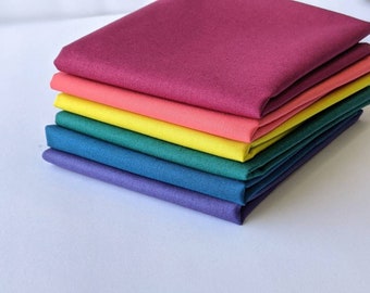 Fabric bundle, solid quilting fabric bundle, Fat quarter bundle, rainbow fat quarter bundle, RJR fabric, Embroidery fabric, Cotton fabric