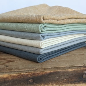 Essex linen fabric, Fat quarter fabric bundle, Cotton linen blend, for quilting, embroidery cloth, neutral linen fabric set, Robert Kaufman