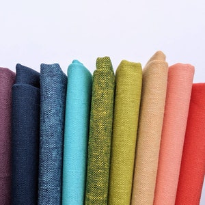 Essex linen fabric bundle, Fat quarter bundle, Cotton linen blend, Embroidery fabric, Quilting fabric, Rainbow fabric bundle,Essex Yarn dyed 画像 2