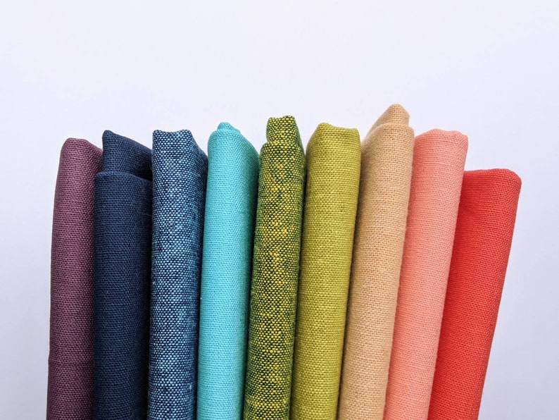 Essex linen fabric bundle, Fat quarter bundle, Cotton linen blend, Embroidery fabric, Quilting fabric, Rainbow fabric bundle,Essex Yarn dyed 画像 2