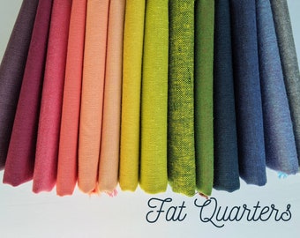 Fat quarter bundle, Fabric bundle, Shot cotton, Quilting fabric, Cotton fabric bundle, Essex linen, Peppered Cotton, Embroidery fabric