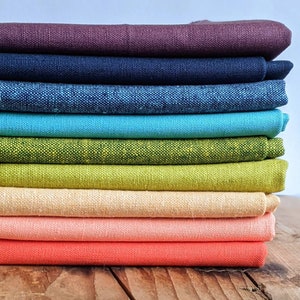 Essex linen fabric bundle, Fat quarter bundle, Cotton linen blend, Embroidery fabric, Quilting fabric, Rainbow fabric bundle,Essex Yarn dyed 画像 1