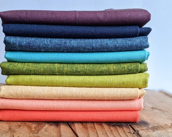 Essex linen fabric bundle, Fat quarter bundle, Cotton linen blend, Embroidery fabric, Quilting fabric, Rainbow fabric bundle,Essex Yarn dyed