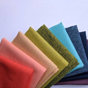 Essex linen fabric bundle, Fat quarter bundle, Cotton linen blend, Embroidery fabric, Quilting fabric, Rainbow fabric bundle,Essex Yarn dyed 画像 3