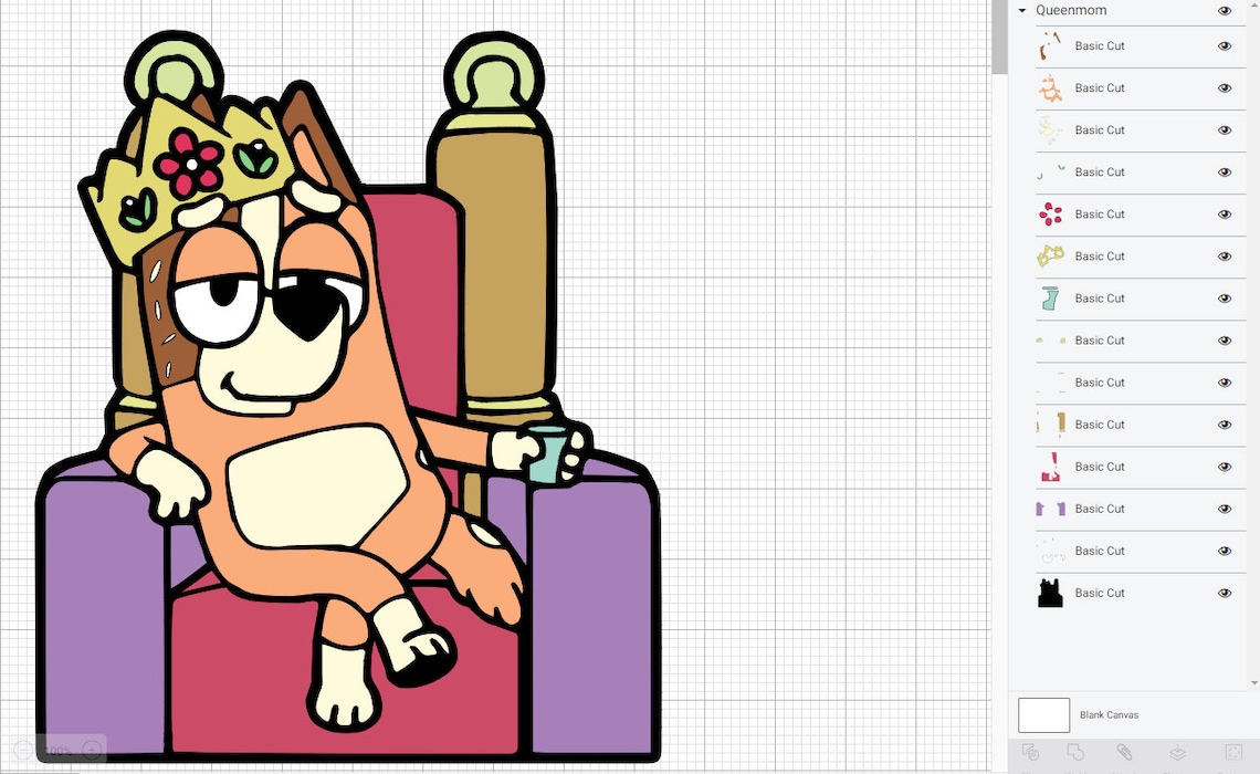 Bluey Queen Mom Chilli SVG PNG eps archivos pdf en capas Etsy