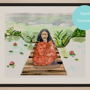 Downloadable Print George Harrison, Digital Download, The Beatles Poster, 70s Decor, George Harrison Meditation, 60s Style Music Poster