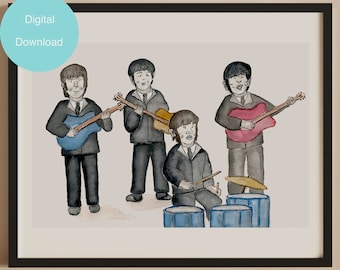 Arte mural de los Beatles, descarga digital, decoración de los años 60, pósteres musicales, impresión descargable, decoración de salón, póster de los Beatles