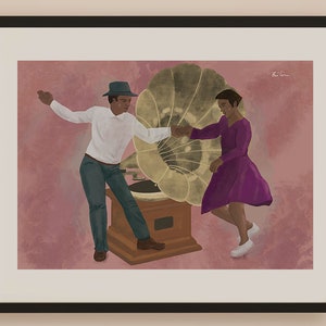 Dance Print "Couple Dancing to Jazz Music", Music Poster, Present for Music Lover, Swing Music Art, Swing Dance Artwork, Lindy Hop Poster