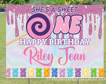 She's A Sweet One 1er cumpleaños Yard Sign / Primer cumpleaños Yard Sign Estacas de metal gratis Envío gratis