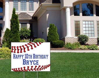 Baseball Theme Happy Birthday Personalized Yard Sign, Baseball Yard Sign