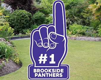 Personalized Foam Finger Yard Sign | Sports Fan Lawn Sign | 31 Fan Outdoor Yard Decoration | Free Stakes Free Shipping