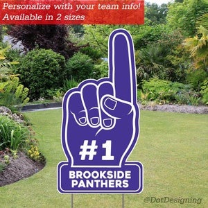 Personalized Foam Finger Yard Sign | Sports Fan Lawn Sign | 31 Fan Outdoor Yard Decoration | Free Stakes Free Shipping
