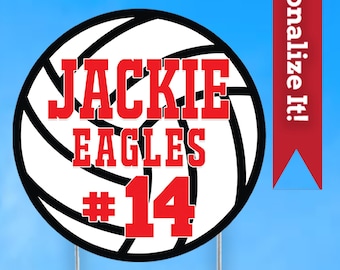 Letrero de voleibol personalizado para jardín / Letrero de jugador de voleibol para césped / Decoración de jardín exterior / Estacas gratis, envío gratis