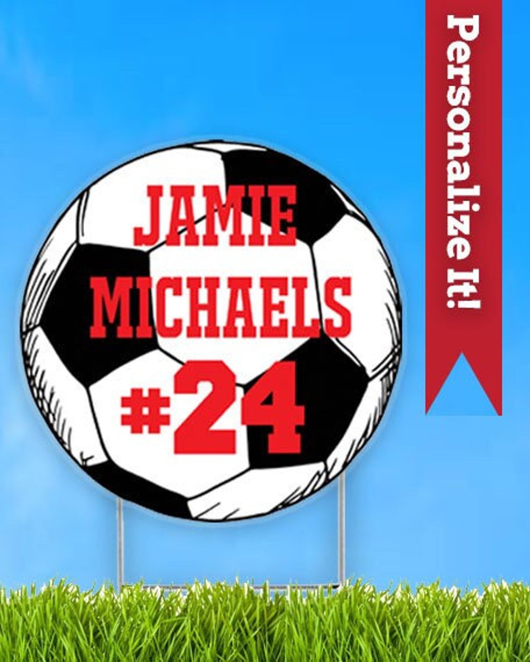 Personalized Soccer Ball Yard Sign Soccer Player Lawn Sign Outdoor Yard
