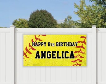Softball Theme Personalized Banner | Softball Birthday Custom Banner | Softball Party Personalized Birthday Banner