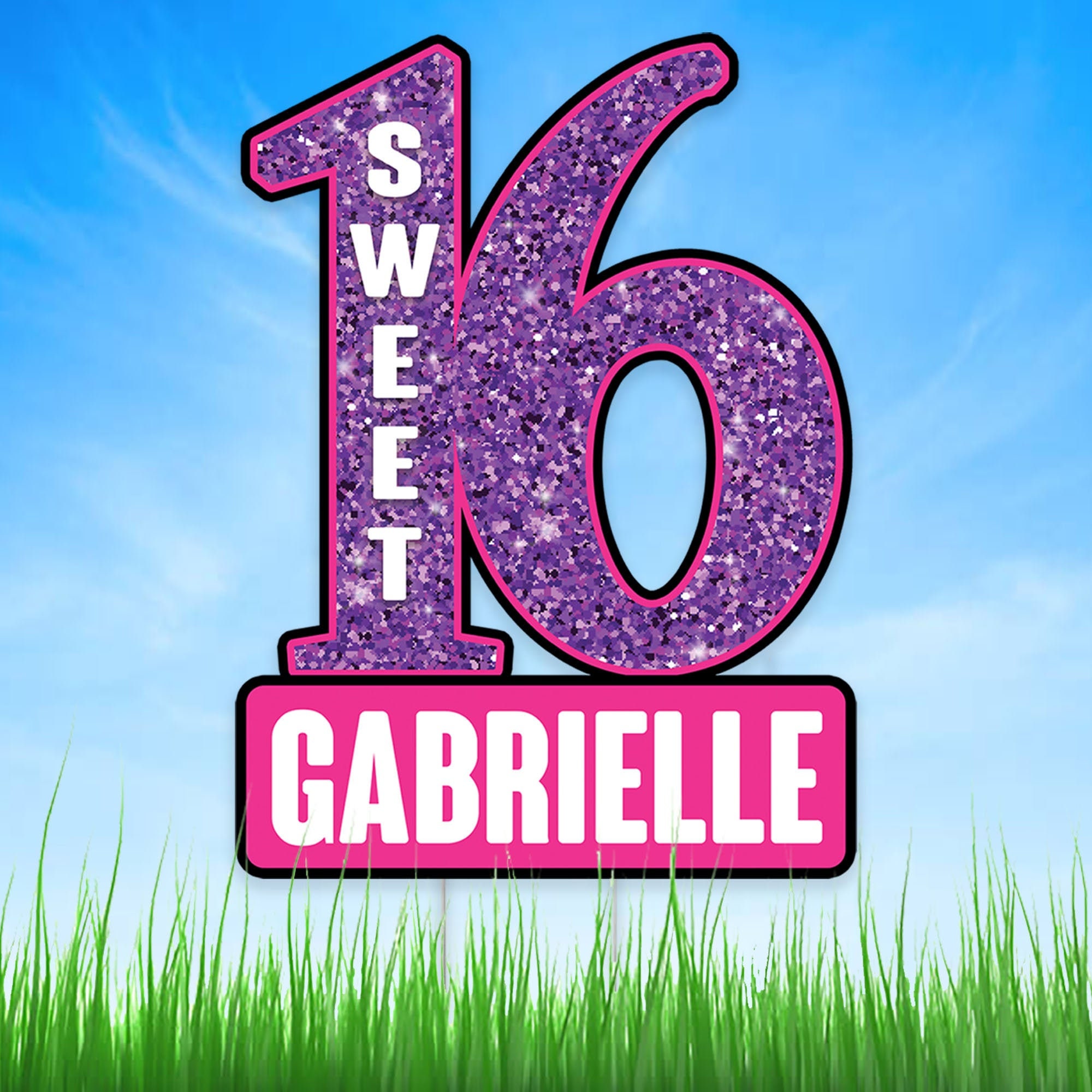 Sweet 16 Birthday Personalized Yard Sign Happy 16th Birthday Etsy Uk