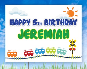 All Aboard! Happy Birthday Personalized Yard Sign, Personalized Birthday Yard Sign, Train Party Birthday Decor