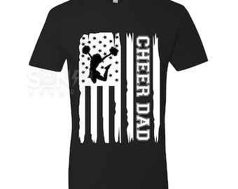 Camisa Cheer Dad / Camiseta con cuello redondo Cheer Dad en blanco y negro