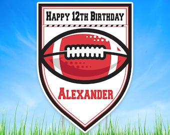 Tema de fútbol Feliz cumpleaños Letrero de patio personalizado, letrero de patio de fútbol