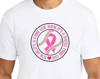 Camiseta de béisbol, camiseta de béisbol Pink Out, camiseta Pink Out para concienciar sobre el cáncer de mama, lazo rosa