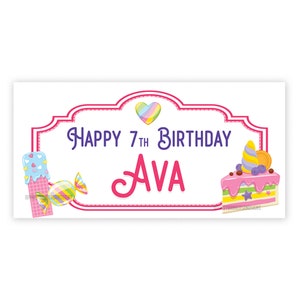 Candy Sweet Shop Happy Birthday Personalized Banner | Happy 1st Birthday Custom Banner | Happy Birthday Sign