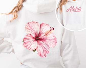 Aloha Summer Sweatshirt, Hibiscus, Island Flower, Hawaii, Summer Vibes, Beach Hoodie