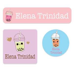 Personalized Waterproof Bubble Tea Name Labels, Kids Name Labels, School Name Labels, Milk Tea Personalized Name Stickers