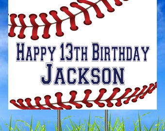 Baseball Theme Happy Birthday Personalized Yard Sign, Baseball Yard Sign