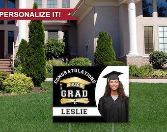 Class of 2025 Personalized Graduation Yard Sign with Photo, Photo Graduation Yard Sign, Free Stakes Free Shipping