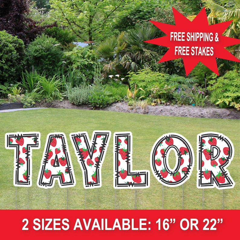 Custom Strawberry Fields Letter Cutouts Yard Sign Cutout Letters You're
