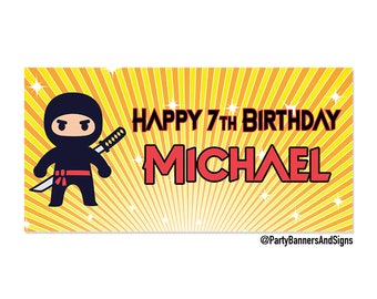 Ninja Birthday Personalized Party Banner | Custom Ninja Theme Party Banner
