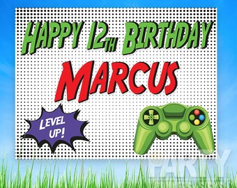 Level Up Video Game Birthday Personalized Birthday Yard Sign | Video Game Party Decoration