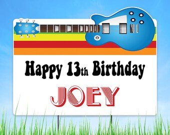 Rockstar Guitar Personalized Yard Sign, Rock Star Party Personalized Yard Sign, Rock N' Roll Party Yard Sign