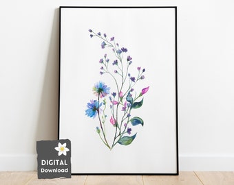 Watercolor Flowers Printable Wall Art Floral Botanical Prints Digital Download Nature Wall Decor Living Room Farm House Decoration