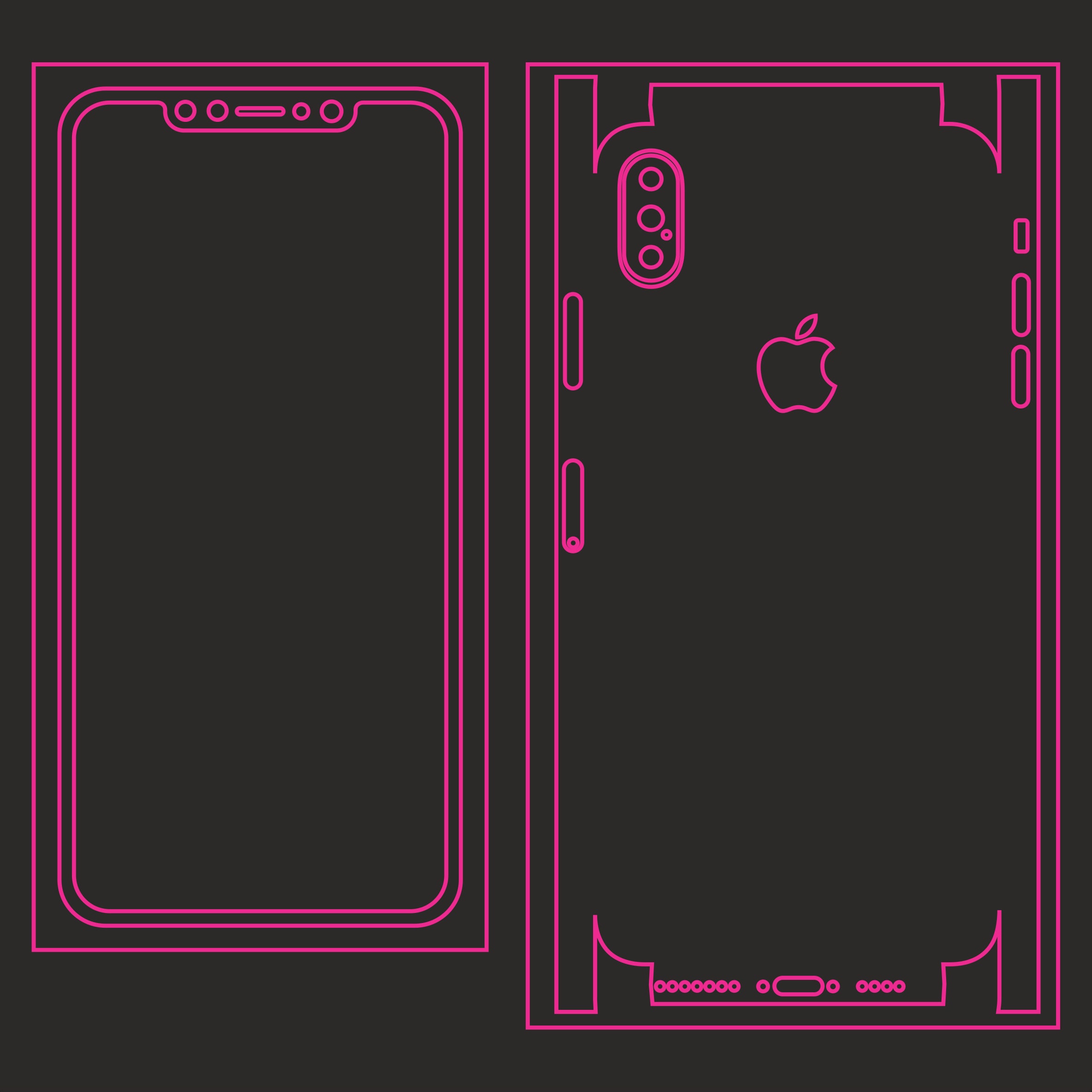 IPhone Xs Max full wrap skin cutting template DWG DFX EPS | Etsy