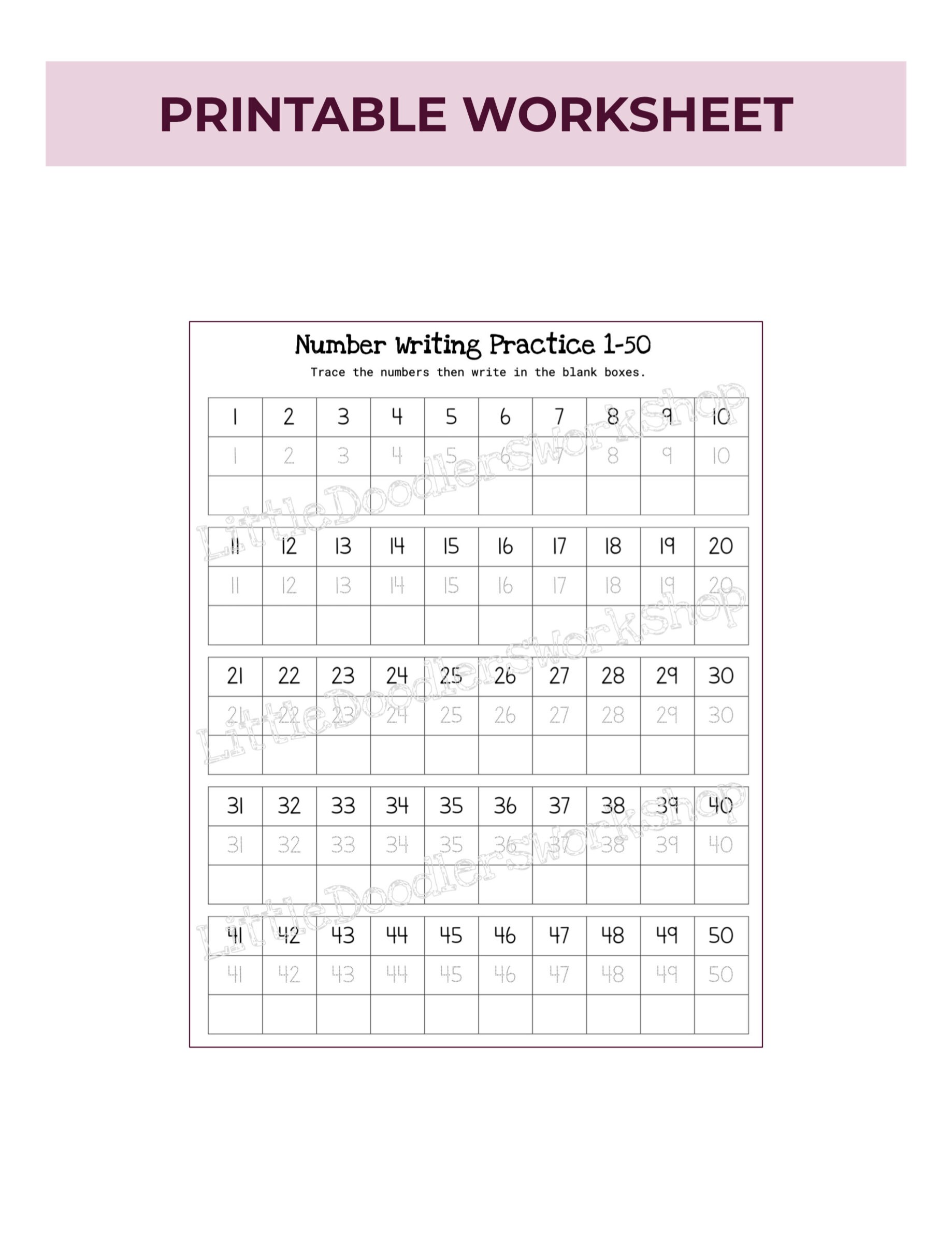Count And Write Worksheets 1 50 Pdf Mirko Busto