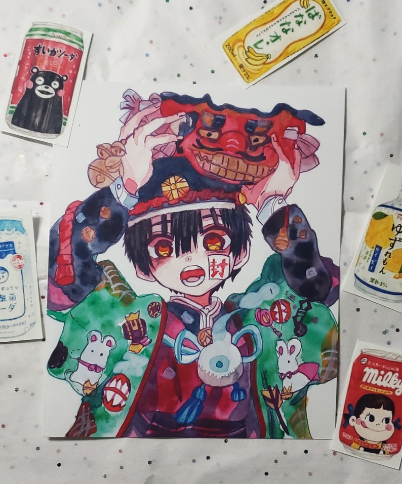 hanako watercolor anime art print toilet bound hanako kun etsy ireland