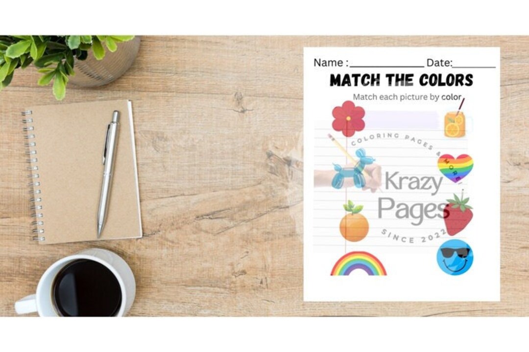 Printable PDF Match the Colors Worksheet - Etsy UK