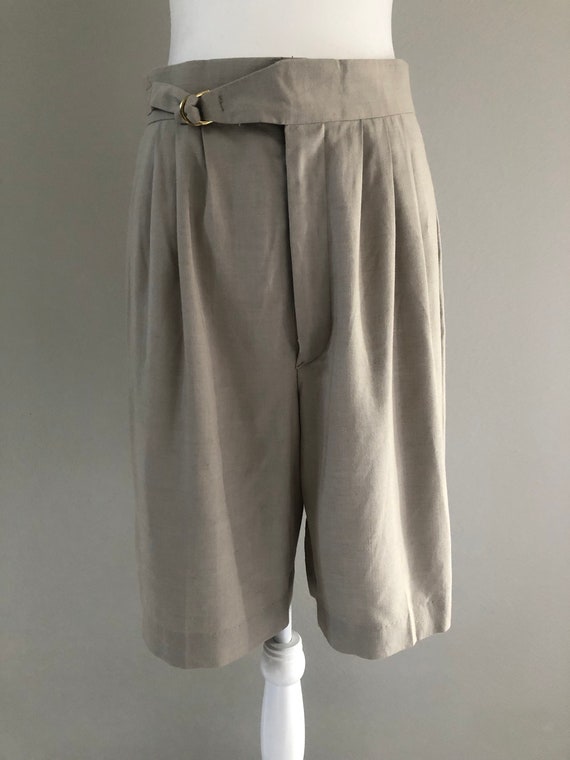 Vintage Stone High Waisted Pleated Shorts