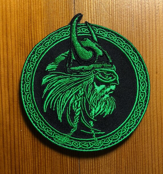 Viking Clock Helmet Hook Patch Embroidered Army Military Dark Red Badge 