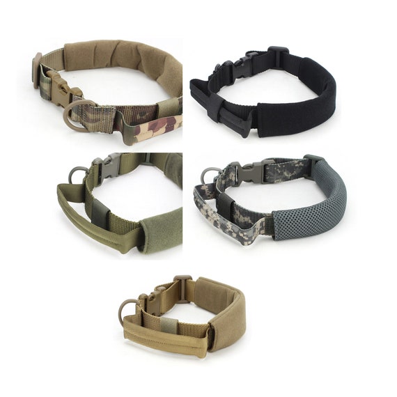 Medium OD Green Dog Collar with Handle Heavy Duty 600D Nylon Tactical Training 